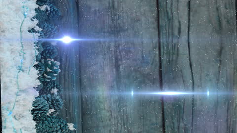 Festive Winter Scene with Moving Lights and Pine Cones