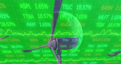 Renewable Energy Windmill Amidst Stock Market Data