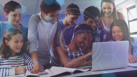 Diverse Students Engaging with Laptop for Digital Learning