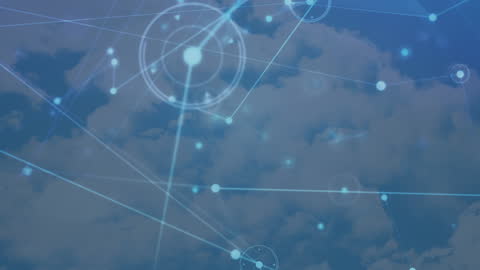 Digital Network Connections Over Clouds Illustrating Global Communication