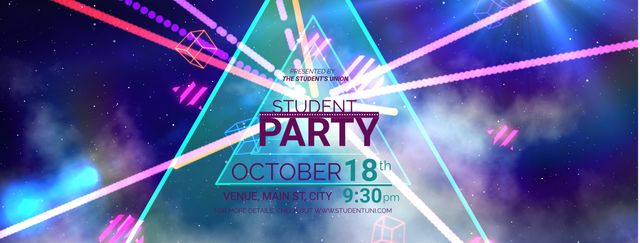 Vibrant Student Party Flyer with Neon Lights and Geometric Patterns - Download Free Stock Templates Pikwizard.com