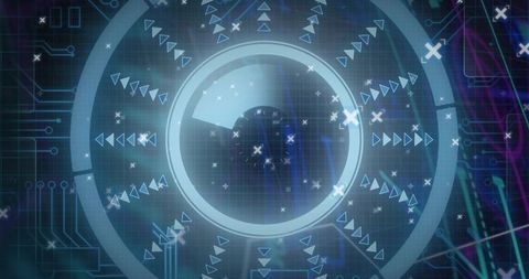 Pulsing Futuristic HUD Interface with Radial Dashboard and Neon Concentric Rings