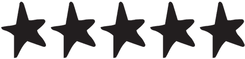 Five black transparent stars aligned across white background