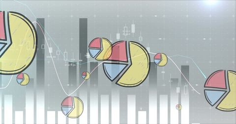 Pie Charts and Statistics on Digital Interface Background