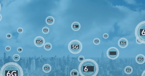 Futuristic Cityscape with 6G Technology Concepts Overlay - Download Free Stock Images Pikwizard.com