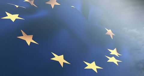 European Union Flag with Financial Data Visualization