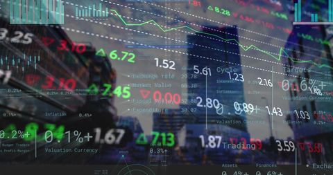 Financial Data Visualization on Urban Skyline Background - Download Free Stock Images Pikwizard.com