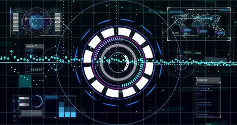 Futuristic Data Visualization HUD with Holographic Interface