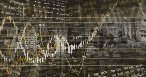 Financial Data Analysis Over Urban Skyline Illustrates Global Business - Download Free Stock Images Pikwizard.com