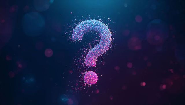 Glowing Particle-Based Question Mark in Digital Space