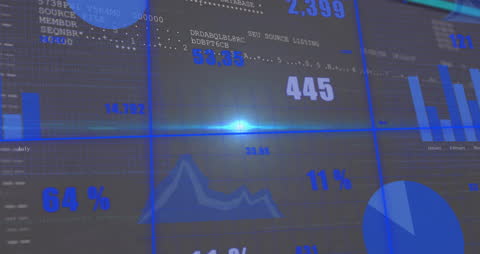 Floating Blue Financial Data on Dark Background