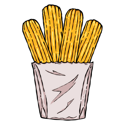 Hand-drawn churro sticks in transparent background