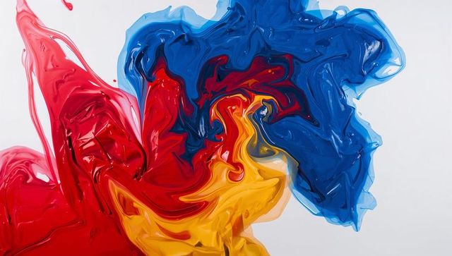 Dynamic swirl of vibrant colors on white background