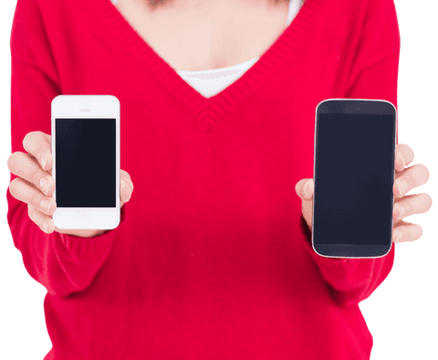 woman in red holding transparent smartphones front view - Download Free Stock Videos Pikwizard.com