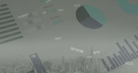 Futuristic Financial Data Overlay on City Skyline - Download Free Stock Images Pikwizard.com