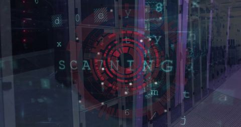 Circular Scanner Overlaid on Server Room, Signaling Cybersecurity - Download Free Stock Images Pikwizard.com
