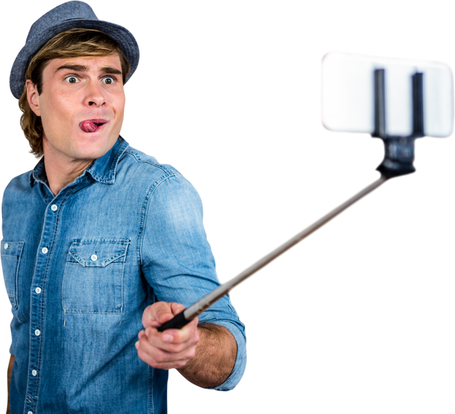 Funny Hipster Taking Selfie with Transparent Background Sticking Tongue Out - Download Free Stock Videos Pikwizard.com