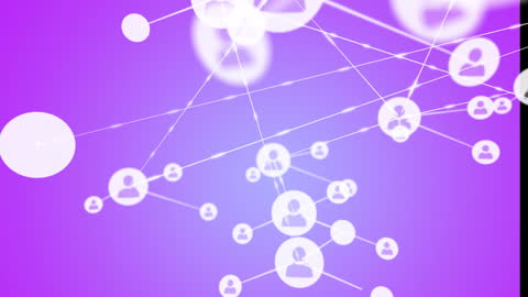 Animated Network Connections with User Icons on Purple Background