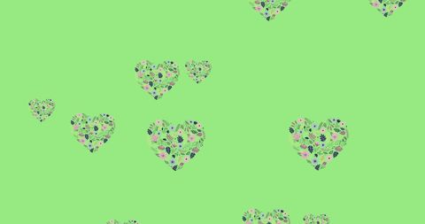 Flower Pattern Hearts on Light Green Background - Download Free Stock Images Pikwizard.com