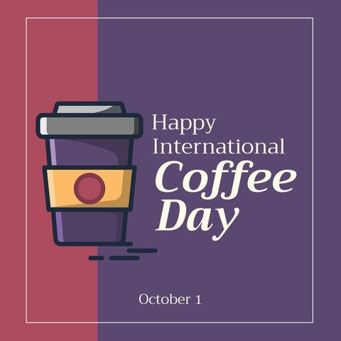 International coffee day celebration with stylized cup