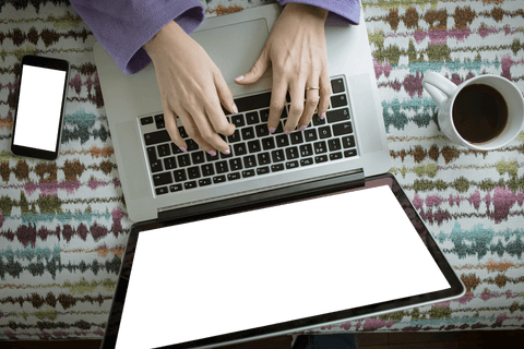 Overhead View of Hands Typing Laptop Transparent Screen at Home - Download Free Stock Videos Pikwizard.com