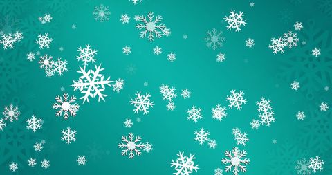 Festive snowflakes on turquoise winter background