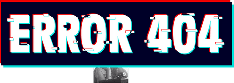 Glitching error 404 cyberpunk graphic on transparent background