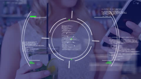 Futuristic Data Overlay on Smartphone Usage