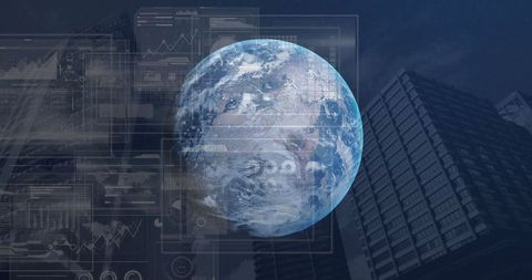 Global Business Technology with Digital Interface Overlay - Download Free Stock Images Pikwizard.com