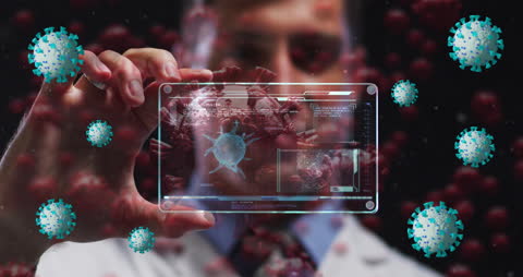 Doctor Analyzing Digital Virus Data During COVID-19 Pandemic