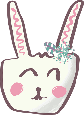 Cute Transparent Rabbit Face with Decorative Elements