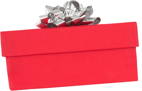 Transparent red gift box with silver ribbon vector illustration