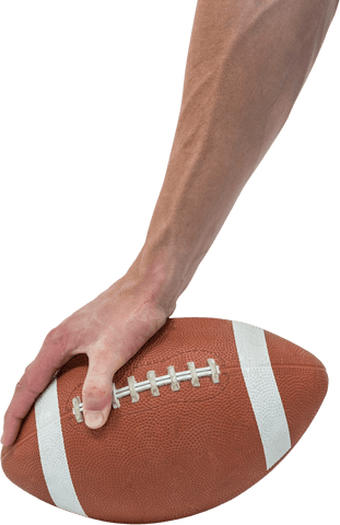 Transparent Arm Gripping American Football Matching White Lines