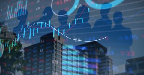Business Silhouettes with Digital Stock Market Overlays - Download Free Stock Images Pikwizard.com