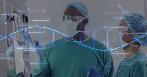 Healthcare Professionals Analyzing Data with DNA Hologram - Download Free Stock Images Pikwizard.com
