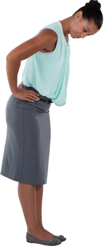businesswoman in skirt and blouse bending to look down transparent png - Download Free Stock Videos Pikwizard.com