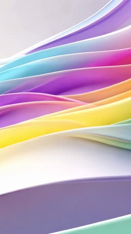 Vertical pastel ribbons flowing across soft gray backdrop for elegant abstract motion