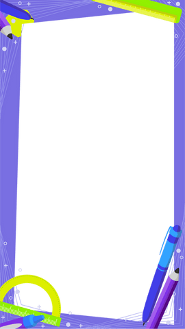 Transparent stationery frame with school supplies and copy space