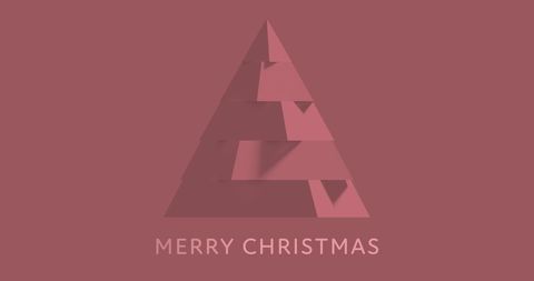 Abstract Christmas Tree with Merry Christmas on Pink Background