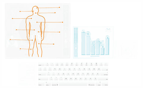 transparent human body illustration with bar graph and floating keyboard - Download Free Stock Videos Pikwizard.com