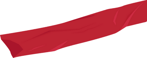 Floating red ribbon on transparent background with flowing curves