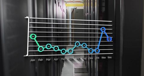 Annual Graph Overlaid on Data Center Server Room - Download Free Stock Images Pikwizard.com