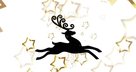 Stylized Flying Reindeer with Gold Star Accents