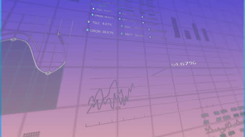 Abstract Animated Financial Data Visualization on Purple Background