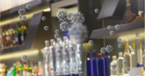 Virus Cells Floating in Modern Laboratory Environment