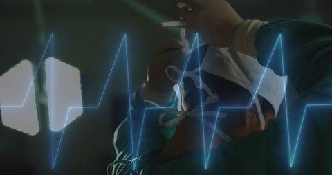 Surgeon in Operating Room Preparing with Medical Data Overlay