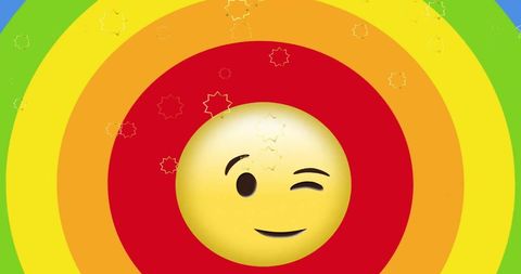 Wink Emoji on Vibrant Rainbow Background Illustrating LGBTQIA Pride