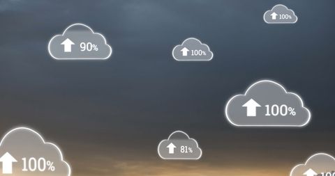 Conceptual Cloud Computing Interface in Digital Sky - Download Free Stock Images Pikwizard.com