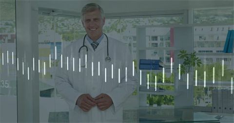 Doctor in Modern Clinic with Stethoscope and Glass Desk Environment