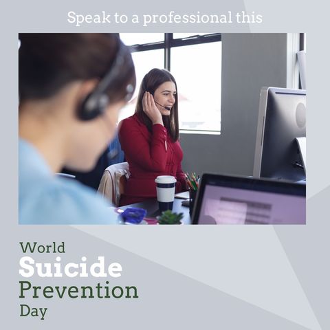 World Suicide Prevention Day Support Hotline Worker Office - Download Free Stock Templates Pikwizard.com